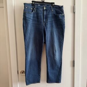 J.Crew Classic Straight Jeans Denim Blue Mid-Rise Button Zip Pocket Sz 35